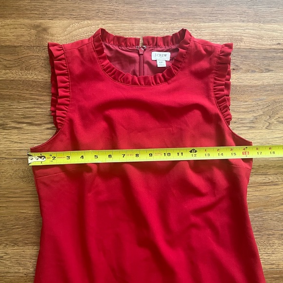 J. Crew Ruffle Shift Dress Women’s Sz 6P Red Suiting Preppy Workwear - Picture 5 of 8